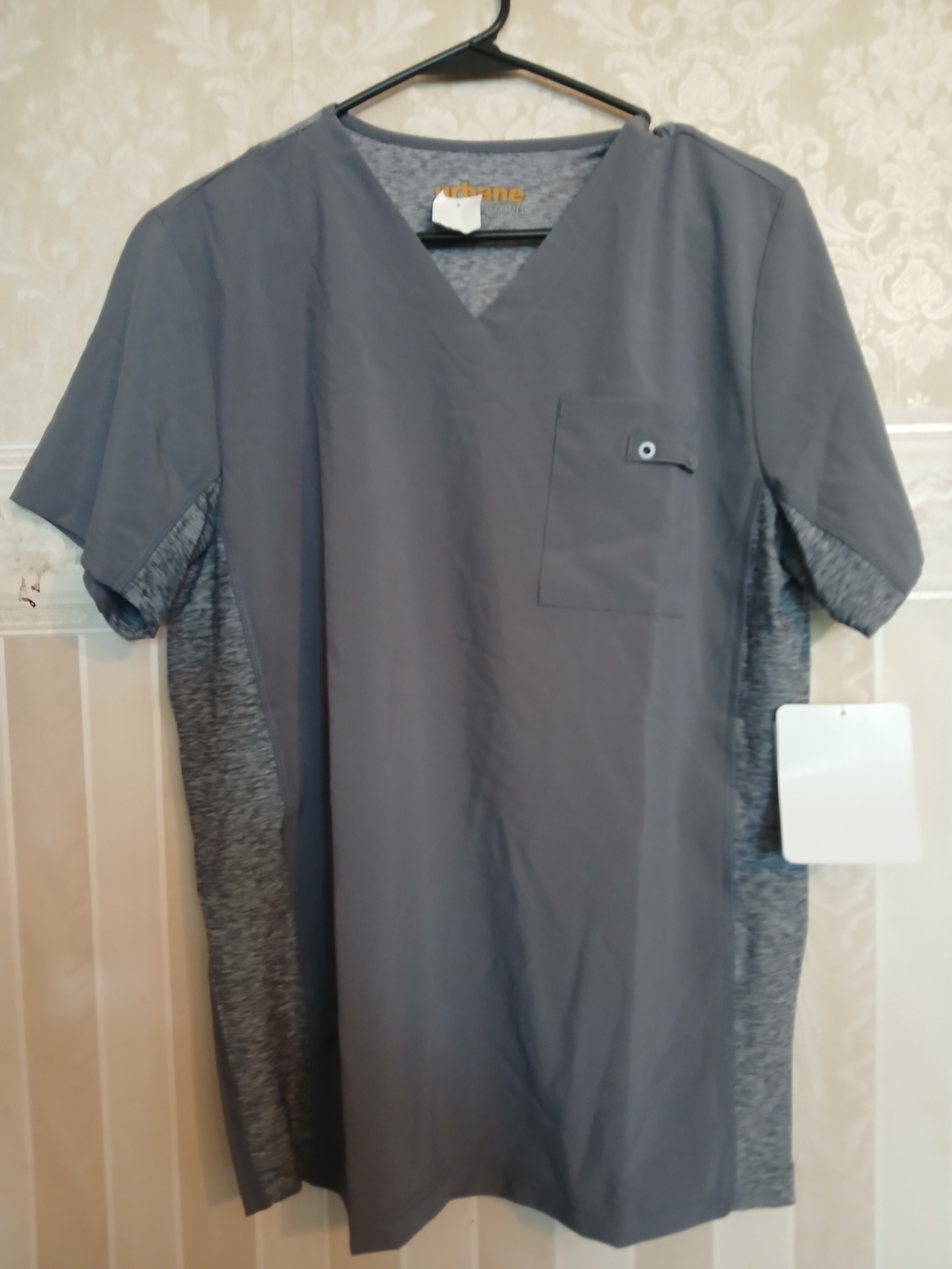 Urbane Men's Charcoal Gray V-Neck Short Sleeve Shirt